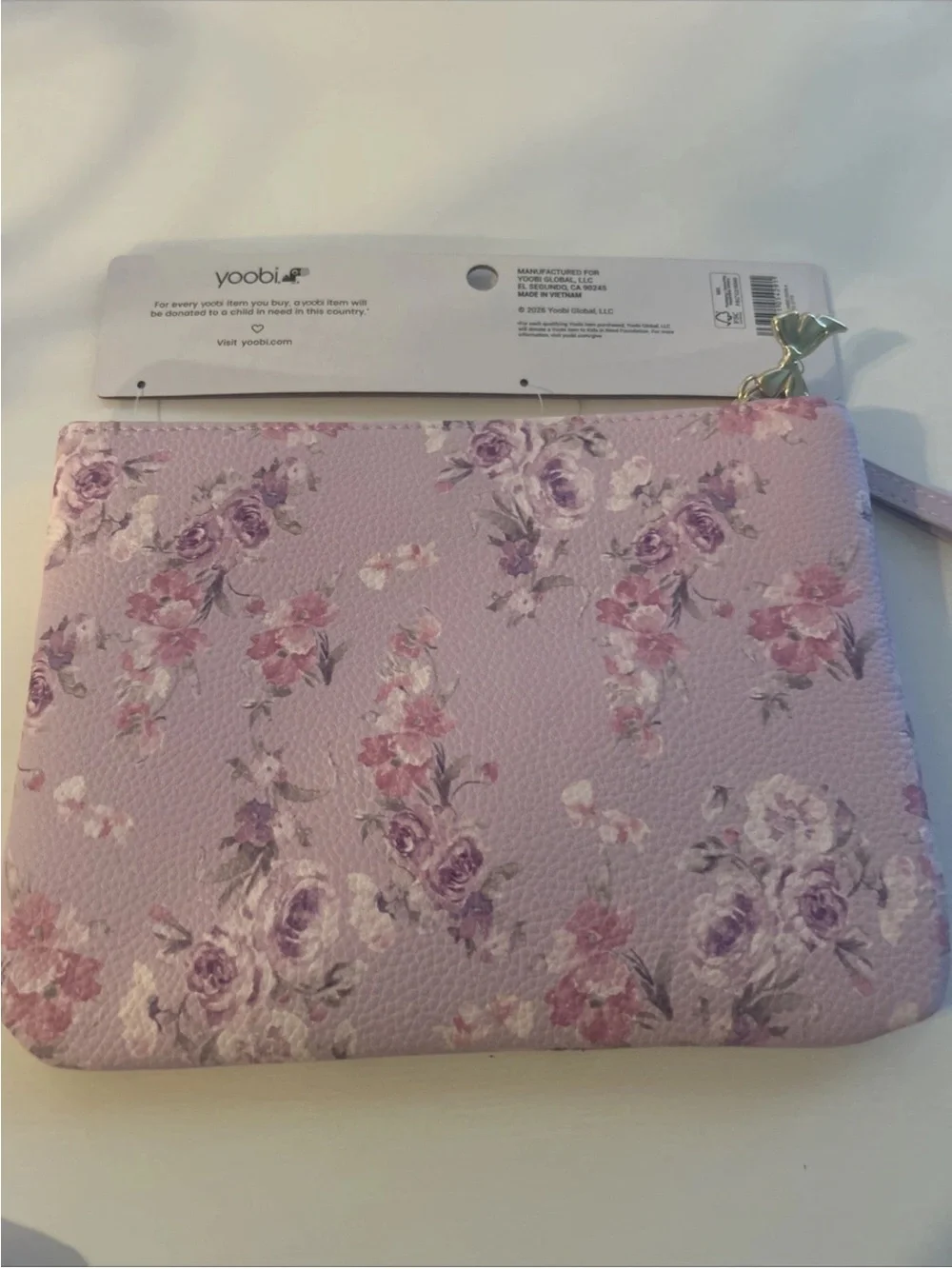NWT LoveShackFancy x Target - Purple Floral Flat Vegan Leather Pouch Wristlet